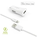 Autonabíječka FIXED + Lightning kabel, 2,4A bílá