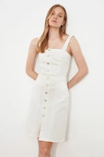 Trendyol White Strap Front Buttoned Denim Dress