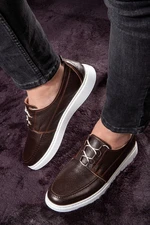 Ducavelli Marine Genuine Leather Men's Casual Shoes, Casual Shoes, Summer Shoes, Lace-Up Lightweight Shoes.