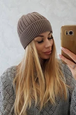 Thin beanie Weronika K249 cappuccino