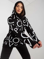 Women's black plus size hoodie with inscription