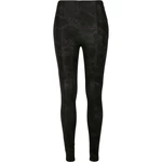 Women's washed trousers made of artificial leather black