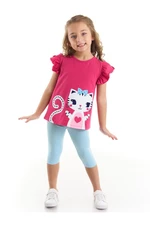 Súprava trička a pančúch Denokids pre dievčatá s motívom mačiatka s volánikmi