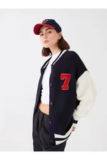LC Waikiki Women's Casual Crewneck Knitwear Cardigan with Embroidery Long Sleeve