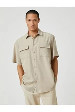 Koton Basic Shirt Classic Cuff Collar Short Sleeved Pocket Detailed.