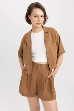 DEFACTO Relax Fit Pyjamas Collar modal Short Sleeve Shirt