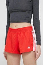 Sportovní šortky adidas Performance HD9588 dámské, červená barva, hladké, high waist