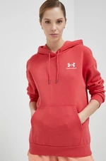 Mikina Under Armour dámská, červená barva, s kapucí, hladká, 1373033-690