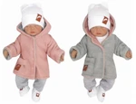 Z&Z Pletený, oboustranný svetřík, kabátek s kapucí, růžovo-šedý, vel. 56 (1-2m) Z&Z Pletený, oboustranný svetřík, kabátek s kapucí, růžovo-šedý, vel. 56 (1-2m)