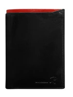 Pánska čierna kožená peňaženka s červeným modulom