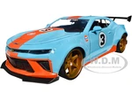 2016 Chevrolet Camaro Widebody 3 Light Blue with Orange Stripes "Gulf Oil" "Wide Body" Series 1/24 Diecast Model Car by Jada