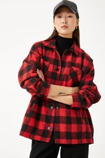 Koton Women's Red Plaid Jacket