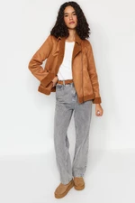 Trendyol Brown Oversize Plush Detailed Coat