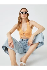 Koton Crop Tank Top, Halter Collar Window Detailed