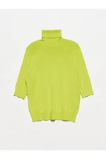 Dilvin 1312 Turtleneck Half Sleeve Sweater-lime