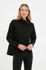 Trendyol Black Zipper Detailed Stand Collar Knitted Sports Sweatshirt