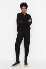 Trendyol Black Regular/Regular Fit Polo Collar, Thin, Knitted Tracksuit Set Trendyol Black Regular/Regular Fit Polo Collar, Thin, Knitted Tracksuit Set