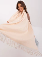 Světle béžový dámský šátek s třásněmi