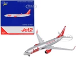Boeing 737-800 Commercial Aircraft "Jet2.Com" Silver with Red Tail 1/400 Diecast Model Airplane by GeminiJets