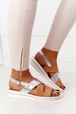 Suede Sandal Sergio Leone SK039 beige-silver