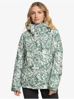 Women's Green-Cream Winter Patterned Jacket Roxy Jetty - Women