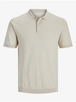 Creamy Men's Polo T-shirt with Linen Jack & Jones Rigor - Men