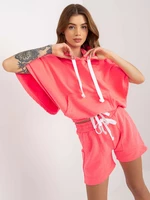 Fluo pink summer basic tracksuit with shorts