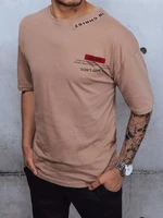 Men's T-shirt with print and patches for cappuccino Dstreet z