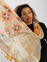 Beige and yellow women's scarf with print