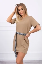 Dress with decorative camel belt
