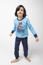 Boys' pyjamas Remek, long sleeves, long pants - blue/navy blue