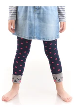 Denokids Cat Polka Dot Girl Child Navy Blue Polka Dot Sock Leggings.