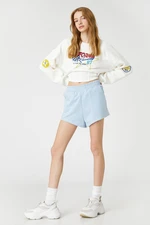 Koton The Shorts With Elastic Waist, Pocket Detail Ribbed Relaxed Cut.