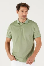 AC&Co / Altınyıldız Classics Men's Shrink-Resistant Cotton Fabric Slim Fit Narrow Cut Green Polo Neck T-Shirt
