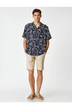 Koton Short Sleeve Shirt with Turndown Collar Shawl Print Detailed
