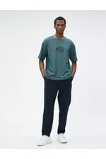 Koton Oversized T-shirt with an embroidered slogan, Short Sleeves, Crew Neck.