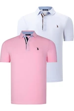 DUAL SET T8582 DEWBERRY MENS T-SHIRT-WHITE-PINK