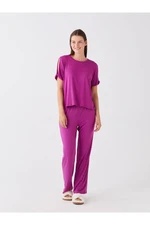 LC Waikiki Women's Pajamas Set with Crew Neck, Short Sleeve, Straight