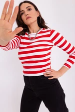 Lafaba Women's Red Thick Striped Long Sleeve Crop Top