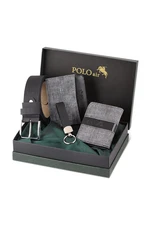 Polo Air Belt, Wallet, Card Holder, Keychain, Gray Set in Gift Box
