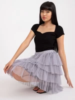 Grey tulle skirt with ruffles and lining Suerta OCH BELLA