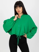 Basic green zippered sweatshirt with hood RUE PARIS