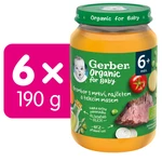 Gerber Organic Zelenina s telecím masem BIO 6m+ 6x190 g