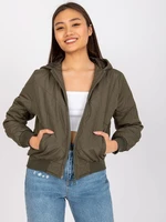 Women's short jacket with quilting Larah - khaki