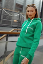 Warm women's tracksuit with "Los Angeles" lettering green