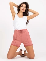 Basic Powder Pink High Waisted Casual Shorts