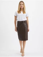 Orsay Dark Brown Women's Pencil Leatherette Skirt - Women