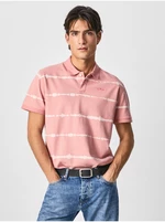Pink Mens Striped Polo T-Shirt Pepe Jeans Farrell - Men