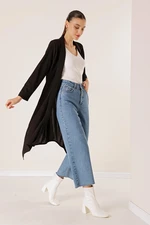 By Saygı Shawl Collar Scuba Crepe Asymmetric Long Cardigan