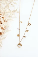 Women's chain with fashionable gold pendants